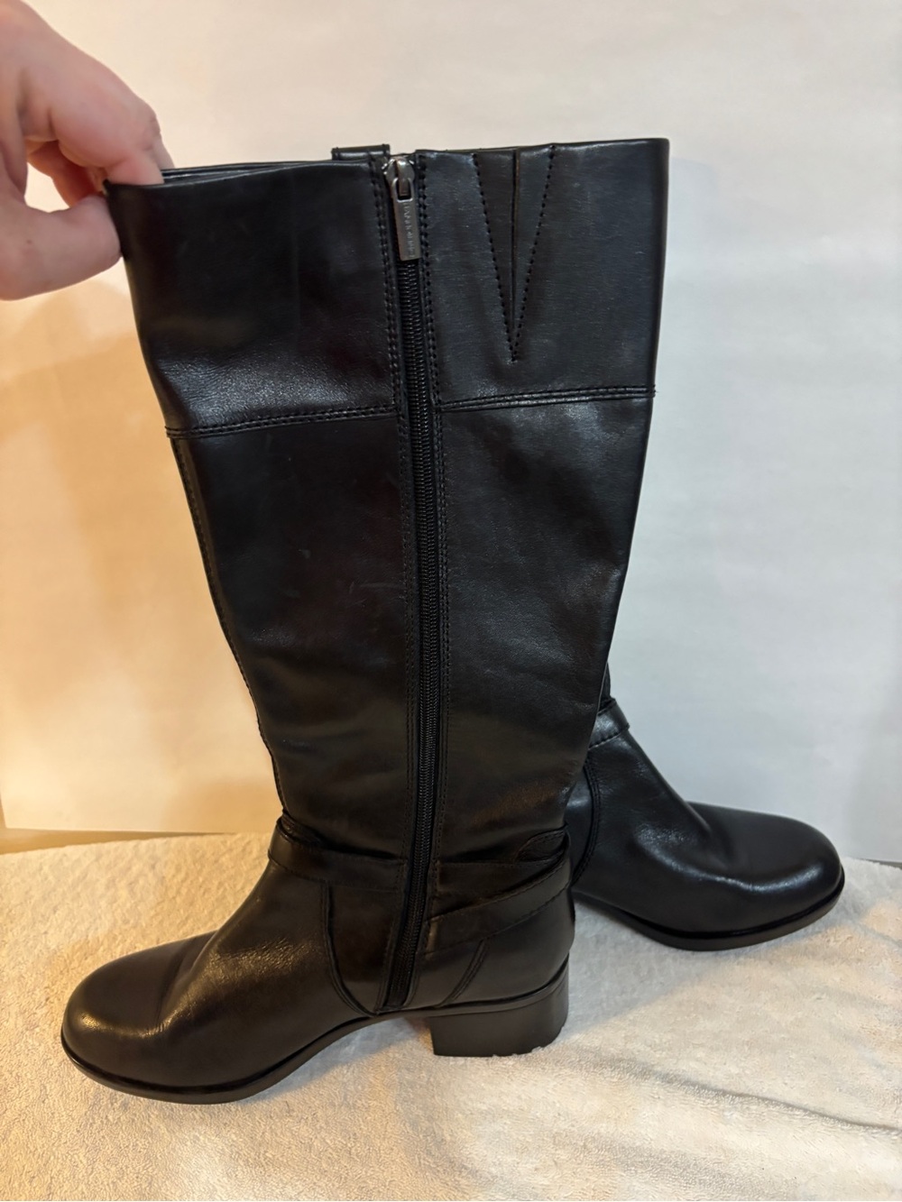 Bandolino Black Leather Mid-Heel Knee Boots - Picture 2 of 9